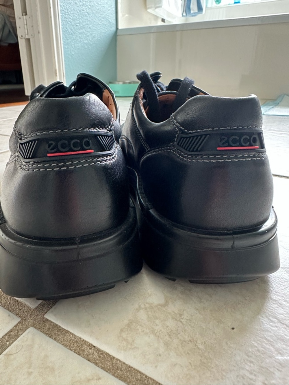 ECCO Mens Black Leather Dress Shoes Casual Oxford US 11 -11.5 Shock Point EU 45 - Picture 6 of 8